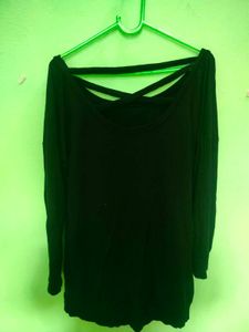 Denim Jacket &amp; Back Style Black Top(Combo)