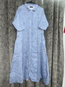 Blue Linen Shirt Dress