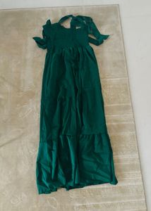 Green Tie-Shoulder Maxi Dress