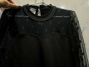 Black Sheer Sleeve Top