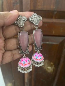 Pink Jhumka Earrings