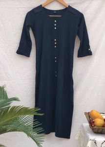 Kurta Straight Blue Plain