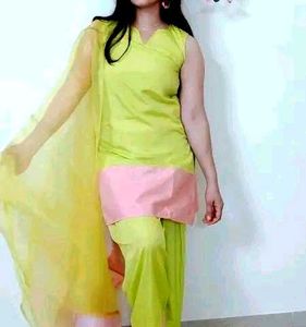 Chartreuse &amp; Pink Salwar Kameez