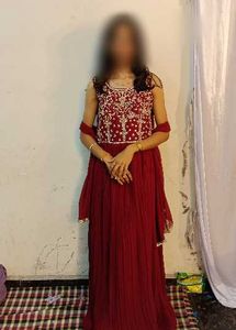 Maroon Embellished Ethnic Gown