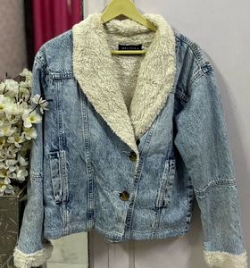 Denim Jacket with Fur Lining