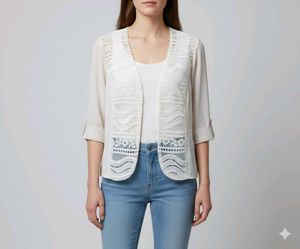 Elegant White Lace Detail Jacket