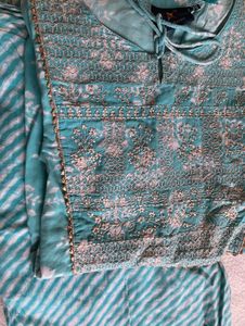 Aqua Embroidered Kurta Set