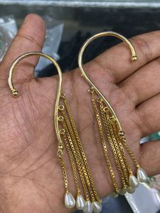 Ear Cuff Pearl Dangle Earrings