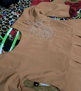 Elegant Tan Peplum Top