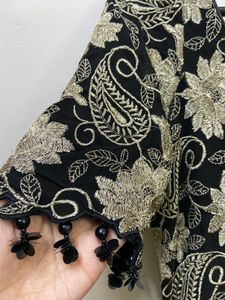 Elegant Black & Gold Embroidered Dress
