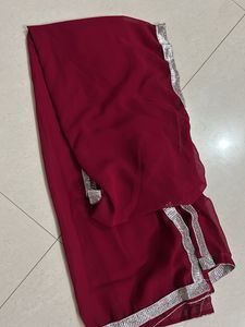 Red Mirror work lehanga with flared bottom and net