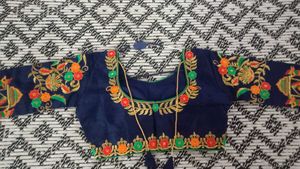 Embroidered Navy Blue Blouse