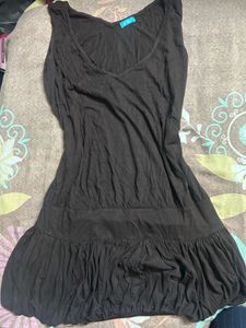 Brown Balloon Style Mini Dress