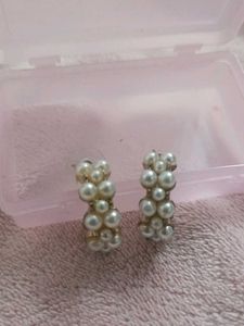 Pearl Cluster Hoop Earrings