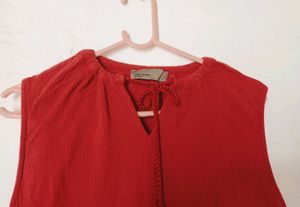 Very Beautiful Girl Wear And Rust Red Top