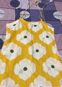 Ye shor🌼 Yellow Floral Cotton Cami Top | Adjustab