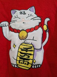Red Lucky Cat Sweater