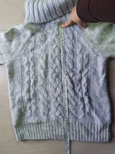 Gray Cable Knit Turtleneck Sweater