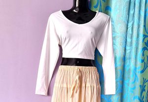 Cream Crop Top &amp; Tiered Skirt Set