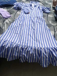 Striped Long Flaired Dress