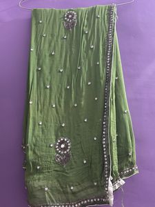 Gorgeous Green Embroidered Saree