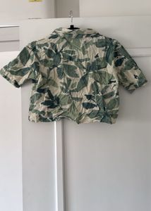 Leaf Print Cropped Shirt, Bust-36/38