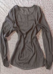 See-through Gray Long Sleeve Top