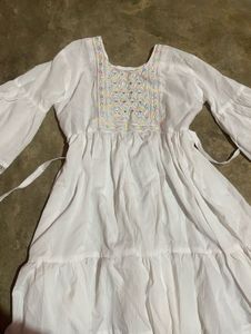 White dress kurti with ruffles