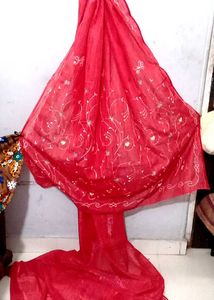 Red Embroidered Dupatta