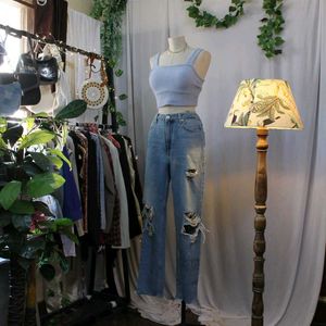 H&M Distressed Wide Leg Jeans