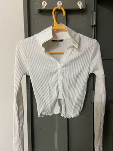 White Ribbed Crop Top