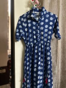Blue Polka Dot Maxi Dress