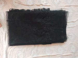 Elegant Black Net Saree