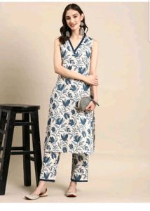 V NECK KURTA PANT SET