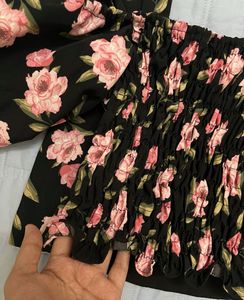 Floral Off-Shoulder Crop Top with Puff Sleeves