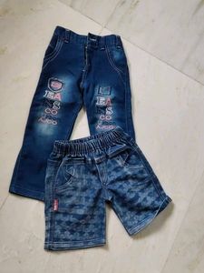 Kids' Denim Pants & Shorts Set
