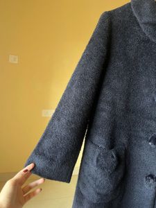 Elegant Navy Blue Wool Coat
