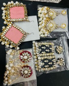 4 Pair Earrings Combo Fabric Hand Made Earring