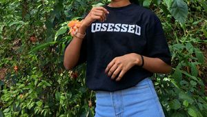 Oversized Obsessed Printed Black Tshirt