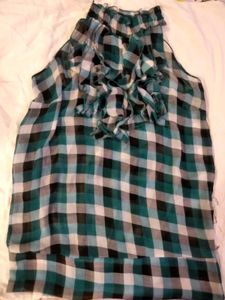 Halter Ruffled Plaid Beautiful Top