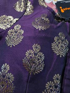 Purple Boat Neck Festive Blouse