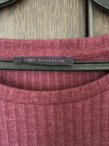 Burgundy Ribbed Knit Dress