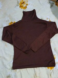 Brown Turtleneck Top