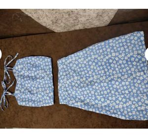 Blue Flower Print Dress