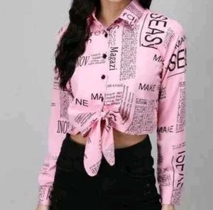 Women's Casual Newspaper Print Shirt
