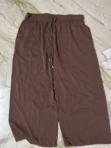 Brown Wide Leg Drawstring Pants