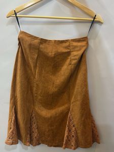 Light Brown pleated short skirt