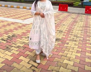 New white anarkali suit