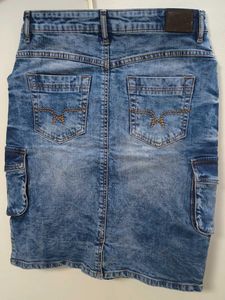 Denim Zip Front Skirt