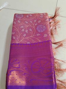 Pink &amp; Purple Tissue silk Saree